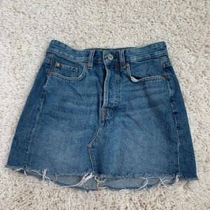 High waisted denim skirt